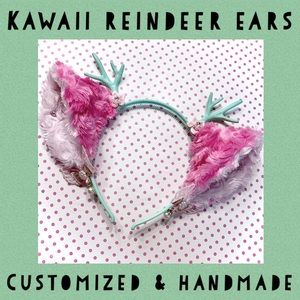 Kawaii Pink Reindeer Ears & Antlers - Cosplay Ears